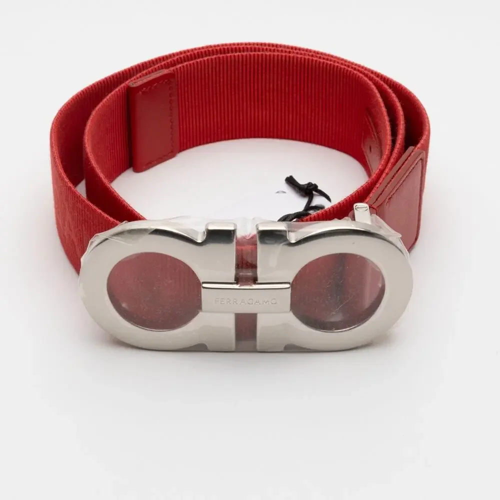 Ferragamo Men's Double Gancini Webbed Fabric Belt 36
